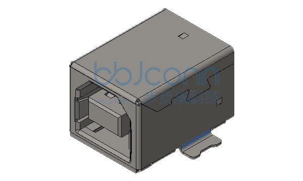 USB 2.0 B母 90度 两脚SMT 端子SMT L=16.00 带柱 铜壳 盒装