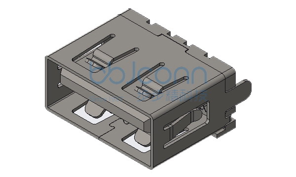 USB 2.0 AF 180度 H=10.00 两脚直插 端子SMT 平口 LCP黑胶 铜壳 端子镀金3u 