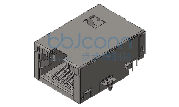 网络接口 RJ45 1x1 沉板2.75 L=23.75 百兆滤波 带灯 左绿右黄 无弹 全包 DIP 盒装