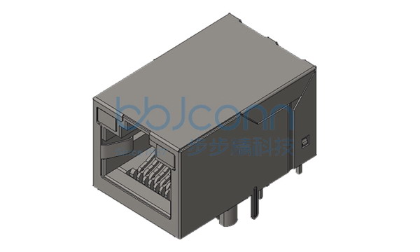 网络接口 RJ45 1x1 10P8C 90度 L=25.30 千兆滤波 带灯 左绿右黄 无弹 全包 带屏蔽 端子DIP 盒装