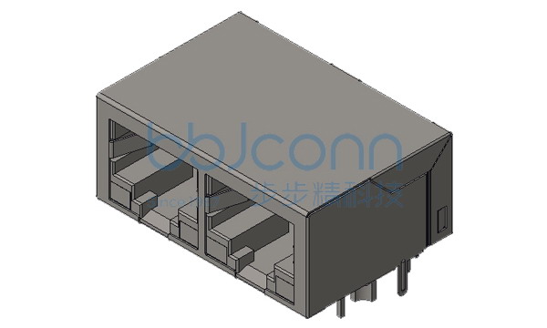 网络接口 RJ45 1x2 10P10C 90度 L=21.10 千兆滤波 带变压器 带灯 左绿右黄 无弹 全包 DIP 盒装