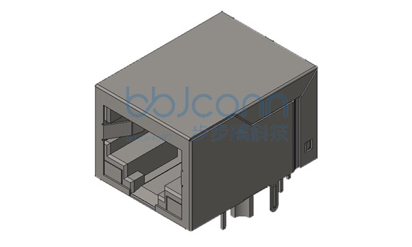 网络接口 RJ45 10P10C 1x1 90度 L=21.10 带灯 灯朝下 左绿右黄 无弹 带千兆滤波 全包 DIP