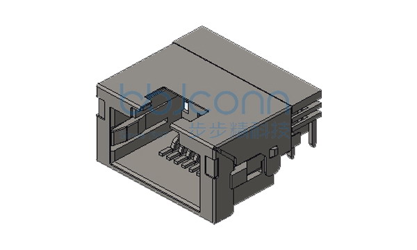 网络接口 RJ45 1x1 8P8C 90度 L=14.55 H=9.80 沉板4.0 不带滤波 带灯 左黄右绿 无弹 全包 DIP