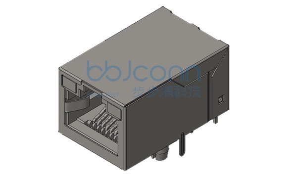 网络接口 RJ45 1x1 10P8C 90度 L=25.30 百兆滤波 带灯 左绿右黄 无弹 全包 DIP 盒装