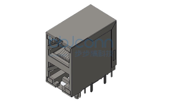 网络接口 RJ45 2x1 8P8C 90度 带灯 左黄右绿 带柱 无弹 带屏蔽 端子DIP L=28.25 盒装（59212188AB1A1DY1E022）