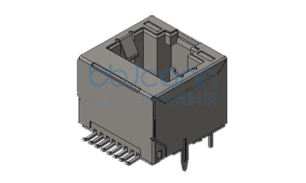 网络接口 RJ45 1x1 8P8C 180度 H=12.90 带灯(左黄右绿) 无弹 不带滤波 外壳带耳 全包 SMT (M865-A)