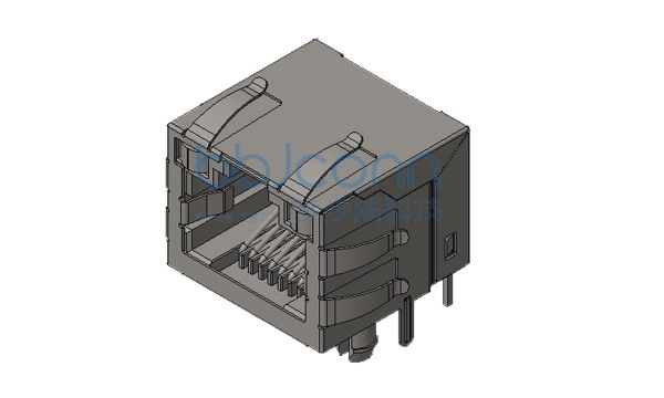 网络接口 RJ45 1x1 8P8C 90度 L=15.70 H=13.10 带三色灯(左绿右绿黄) 带弹 不带滤波 全包 DIP