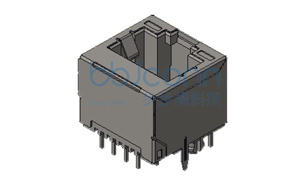 网络接口 RJ45 1x1 8P8C 180度 H=12.90 带灯(左黄右绿) 无弹 不带滤波 有柱 全包 DIP