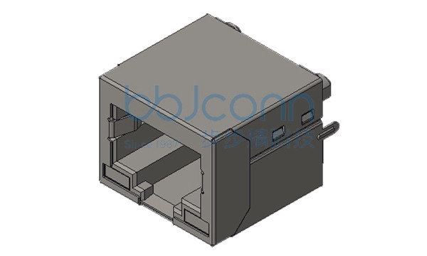 网络接口 RJ45 1x1 8P8C 180度 H=15.0 带灯(左黄右绿) 无弹 不带滤波 端子脚长2.0 端子镀金5u LCP黑色无卤 铜壳 