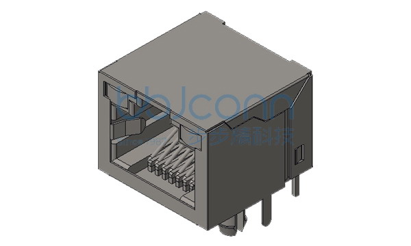网络接口 RJ45 56LED 1x1 8P8C 90度 L=15.80 全塑 带灯 左橙右黄绿 无弹 带屏蔽 DIP PBT黑色 盒装